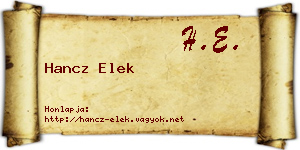 Hancz Elek névjegykártya